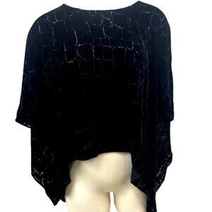 LAMPEROS Black Velvet Shawl Poncho Womens (OS)‎ Prom Wedding Cocktail Party